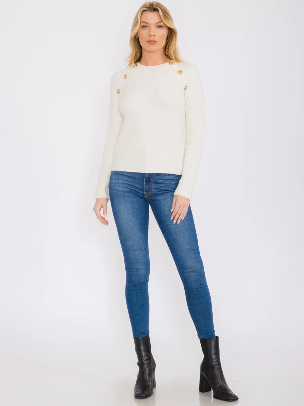 WOMEN'S LONG SLEEVES BUTTONS DETAILED BLOUSE TOP