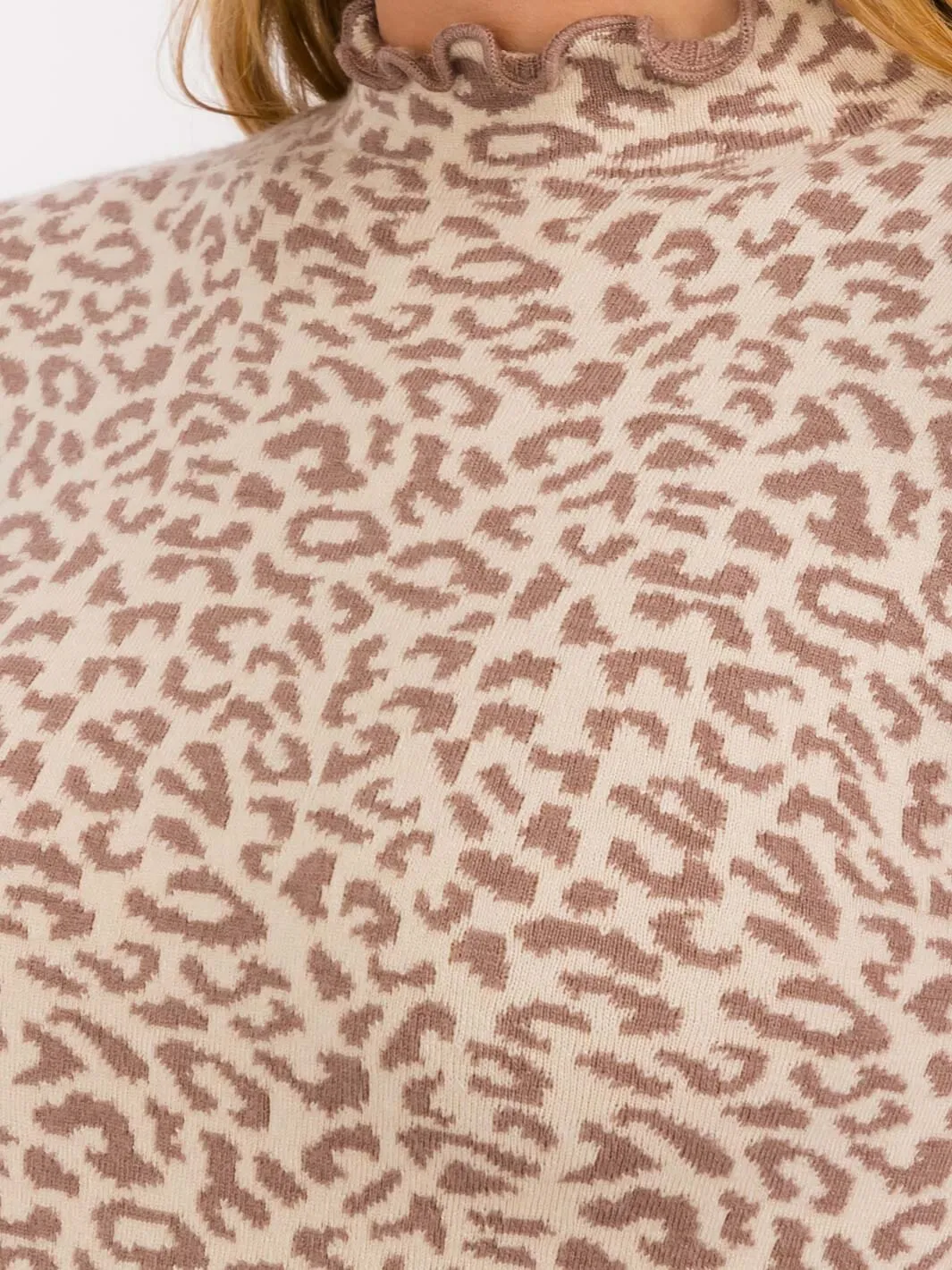 WOMEN'S LONG SLEEVES MOCK NECK ANIMAL PRINT TOP