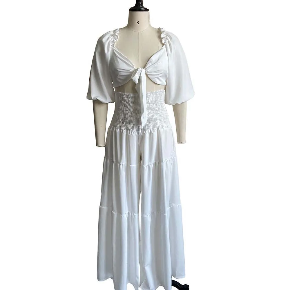 Women's Two Piece Cropped Top and Loose fitting Pants Set