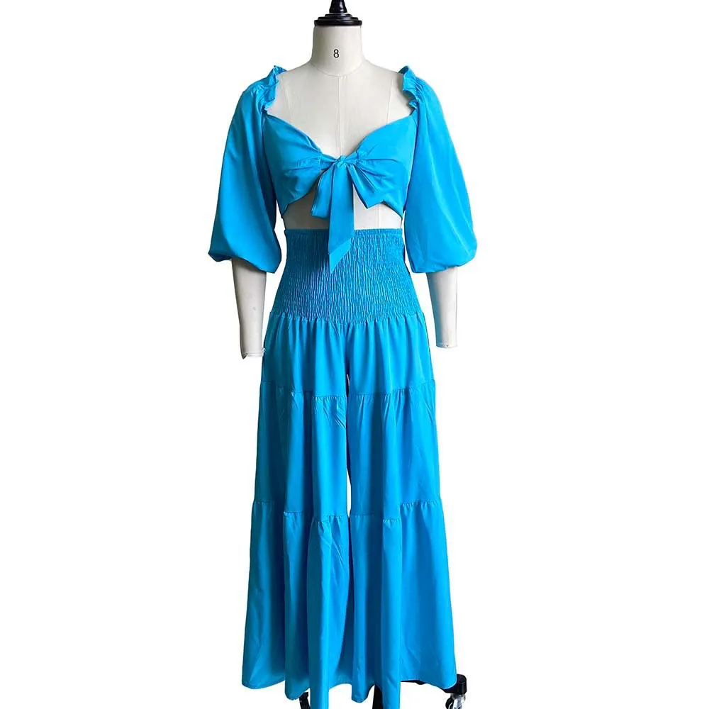 Women's Two Piece Cropped Top and Loose fitting Pants Set