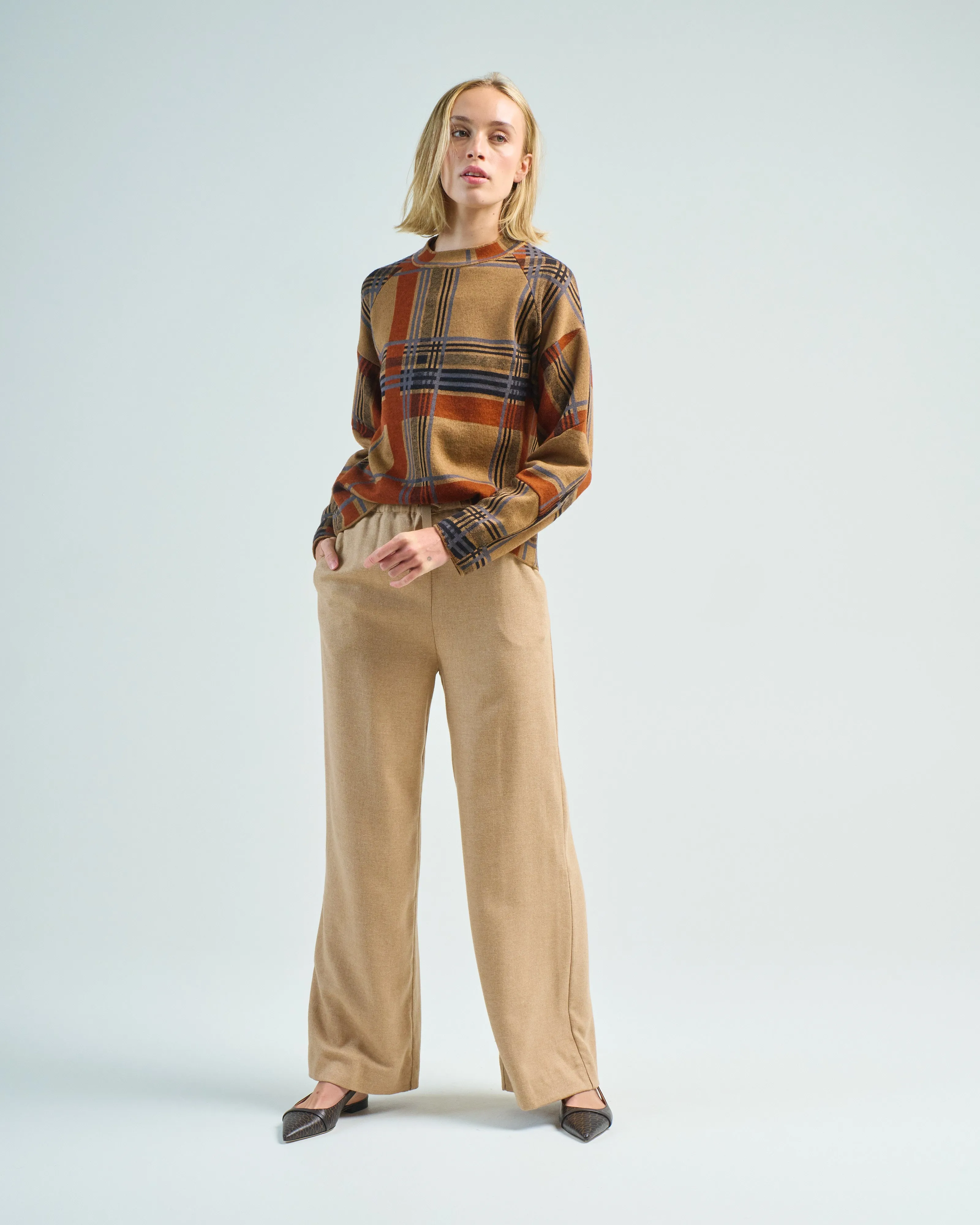 wool blend twill pants