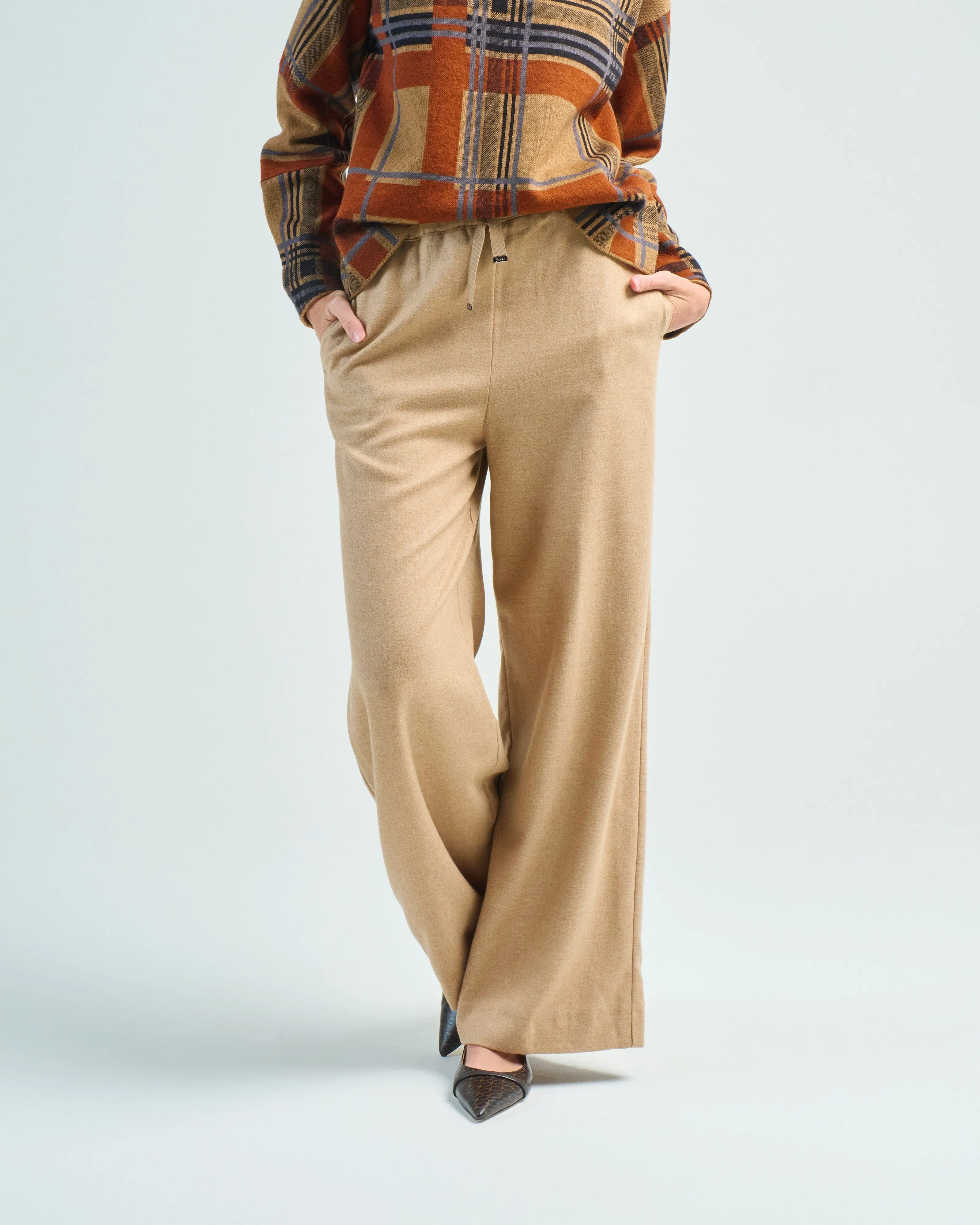 wool blend twill pants