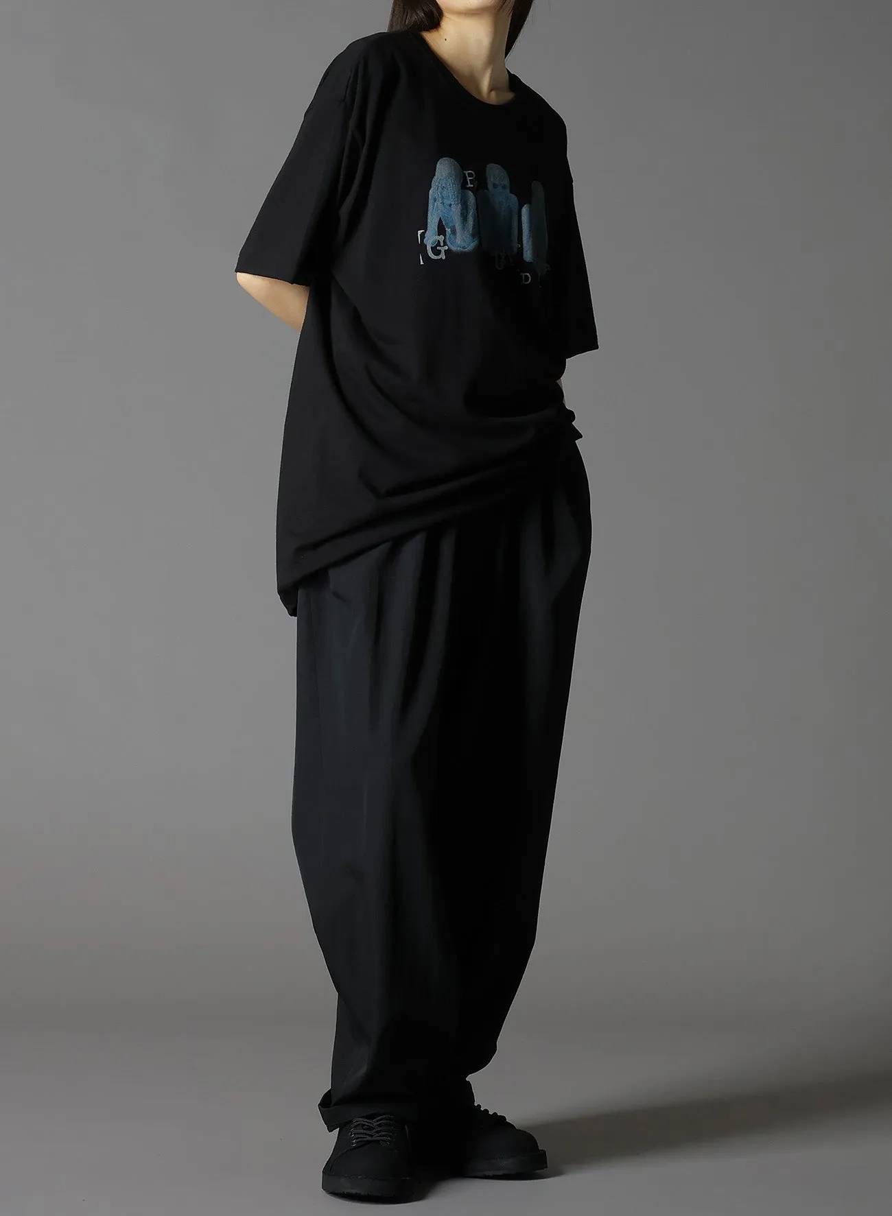 WOOL GABARDINE WAIST DRAWSTRING PANTS