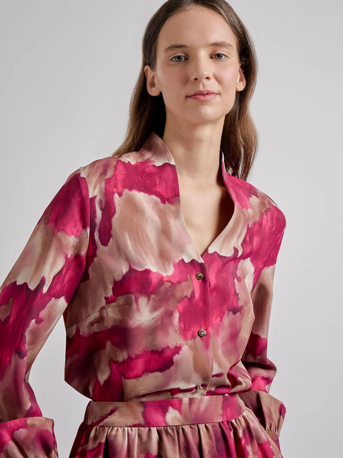 Woven Watercolor Print Blouse - Vanity Fit