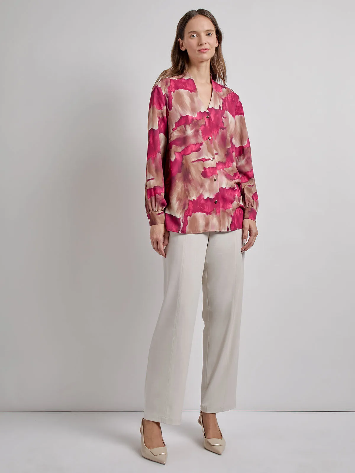 Woven Watercolor Print Blouse - Vanity Fit