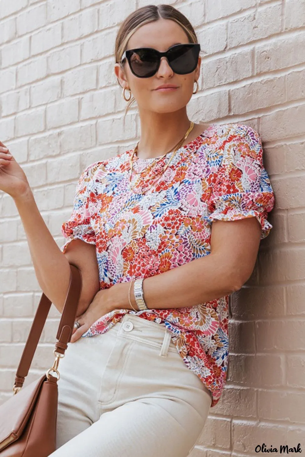 Xieyinshe - Bohemian Floral Long Sleeve V-Neck Blouse