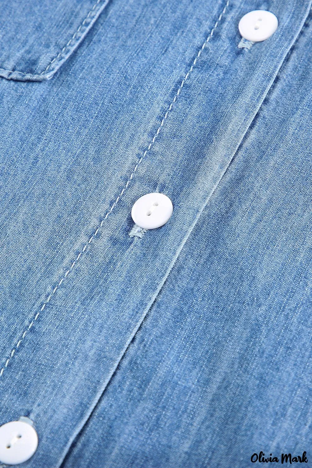 Xieyinshe - Buttoned denim shirt with turn-down collar and long sleeves