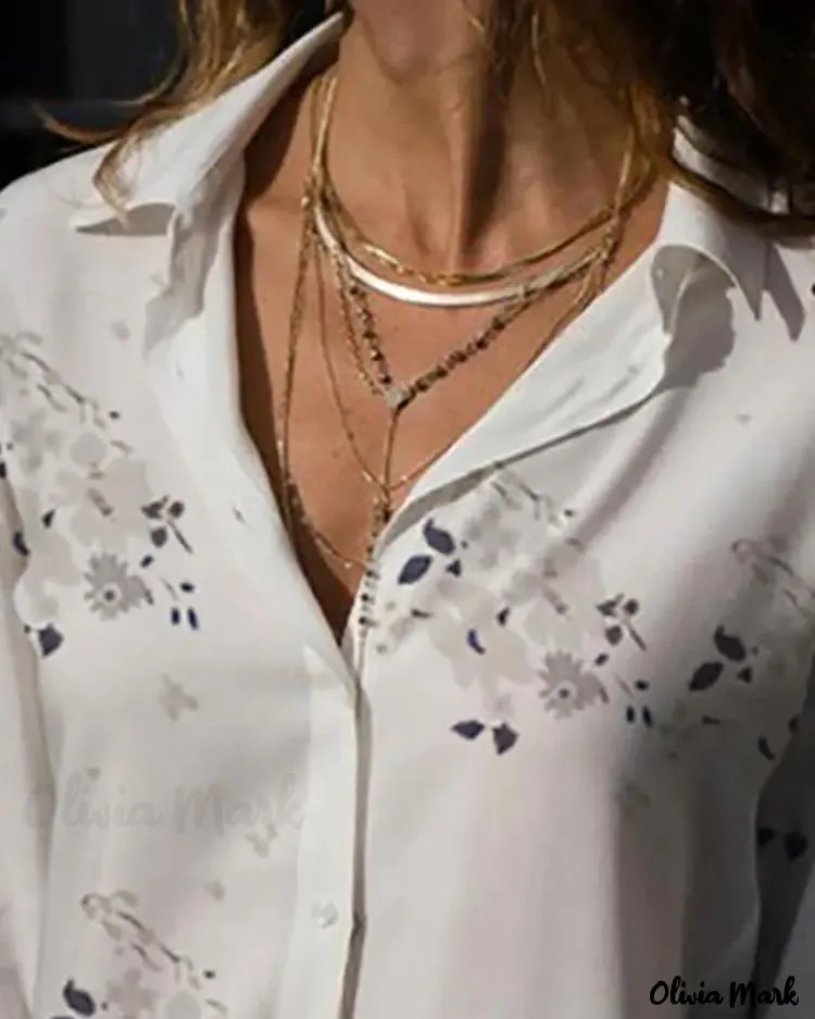 Xieyinshe - Floral Print Long Sleeve Casual Shirt