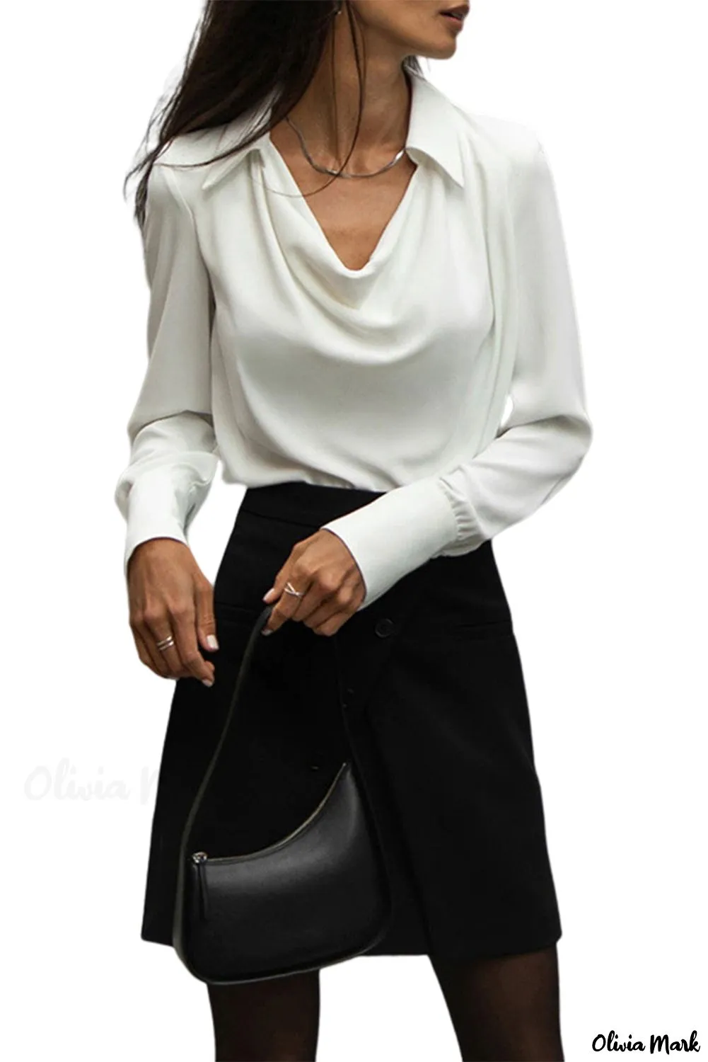Xieyinshe - Polo Neck Long Sleeve Blouse
