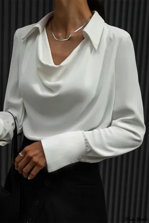 Xieyinshe - Polo Neck Long Sleeve Blouse