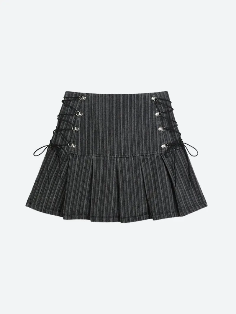 Y2K Lace Up Pleated Mini Skirt