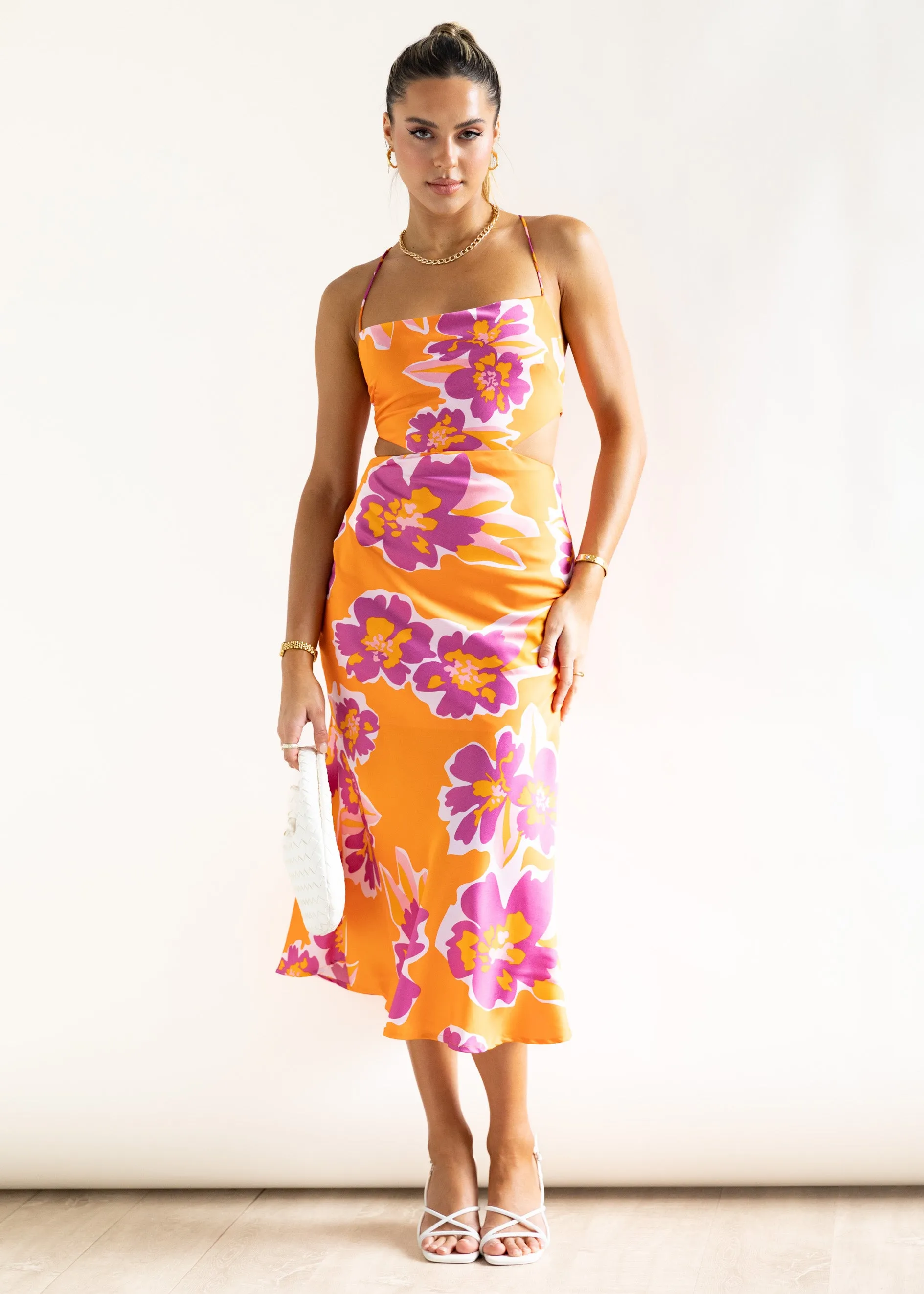 Yarah Midi Dress - Tangerine Floral