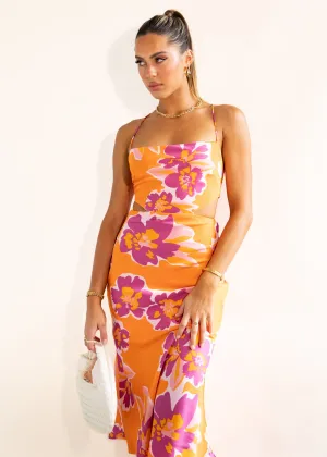 Yarah Midi Dress - Tangerine Floral