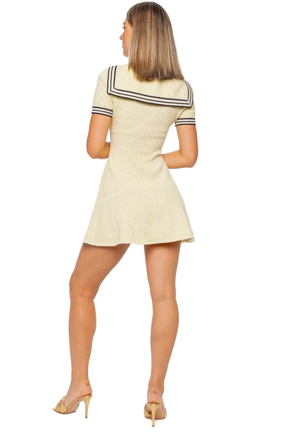 Yellow Nautical Textured Knit Mini Dress