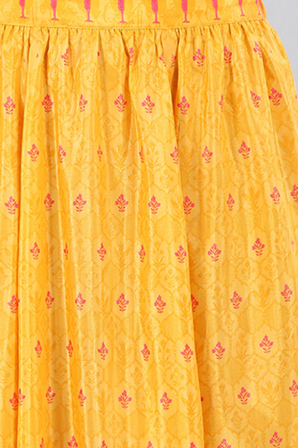 Yellow Printed Flared Skirt