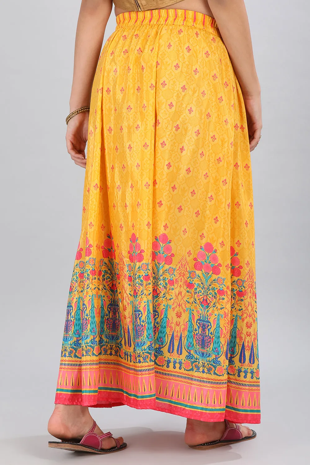 Yellow Printed Flared Skirt
