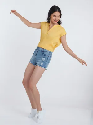 Yellow Solid Straight Top