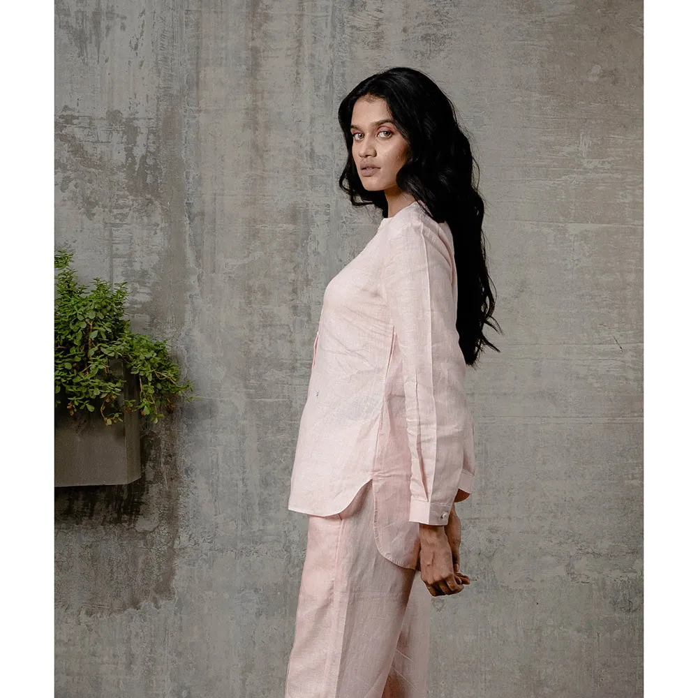 Zebein Pamela Linen Shirt with Pocket Peach