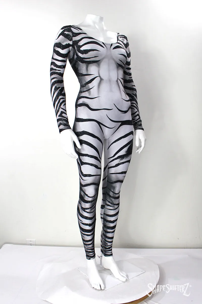 Zebra PullUp-Scoop Neck Catsuit with no Zipper- Cosplay | Athletics | Performance