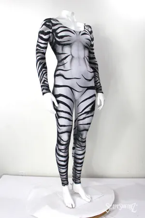 Zebra PullUp-Scoop Neck Catsuit with no Zipper- Cosplay | Athletics | Performance